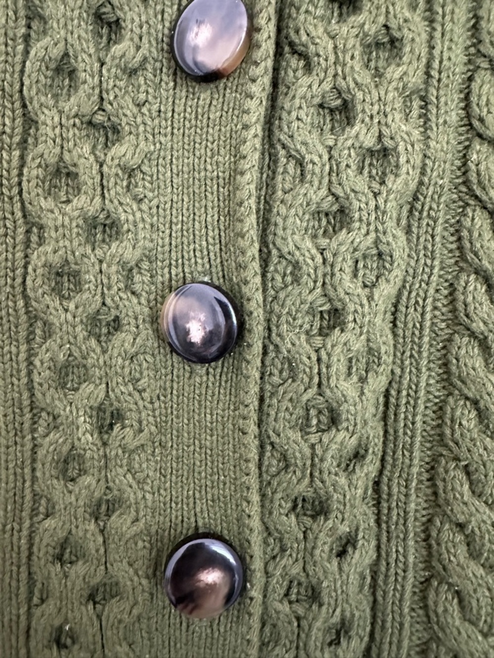 Sezane Olive Green Cable Knit Button-Front Sweater Vest - Picture 4 of 7